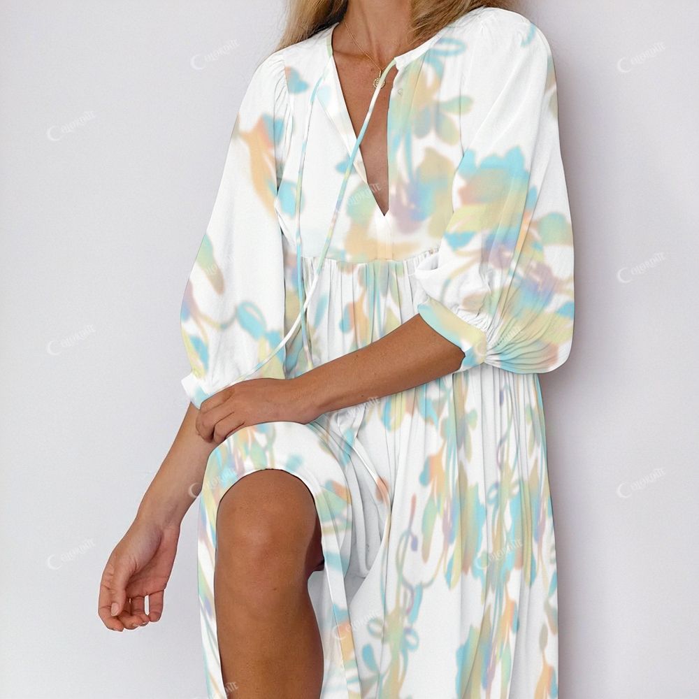 Colordate Women's Diffuse Colorful Flowers Casual Nightdress