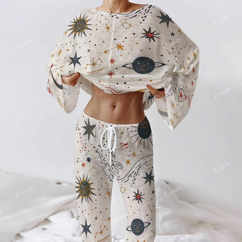 Colordate Women's Astral Long Sleeve Cotton Homewear Set