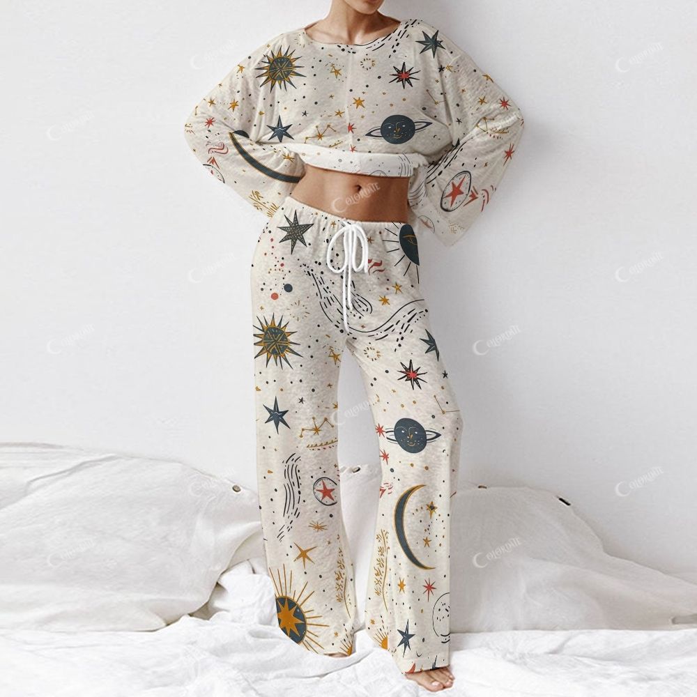 Colordate Women's Astral Long Sleeve Cotton Homewear Set