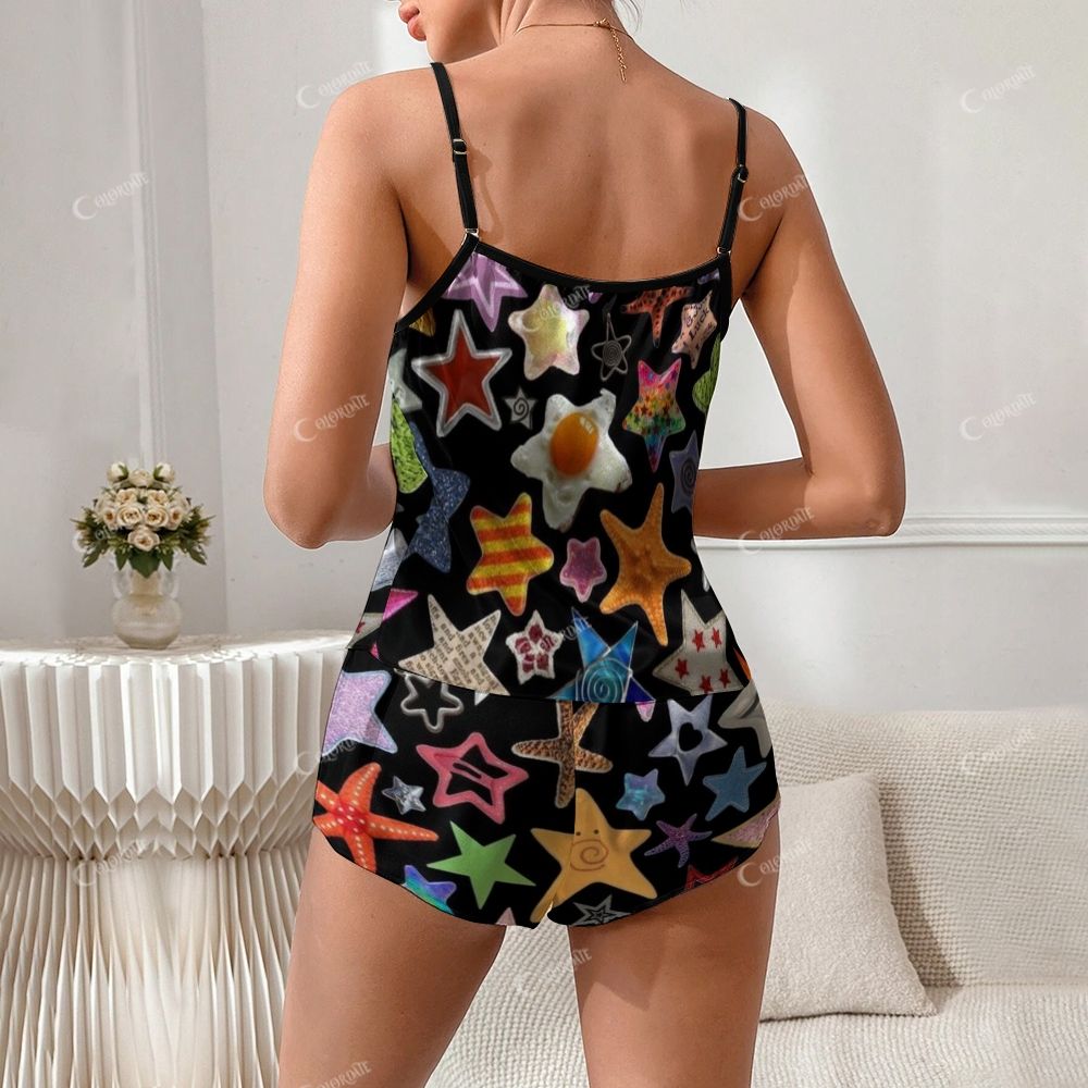 Cute Stars Print Pajama Set 2504005899