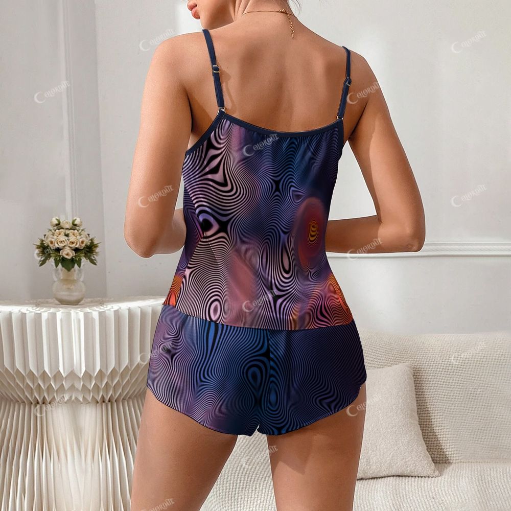 Abstract Shading Print Pajama Set