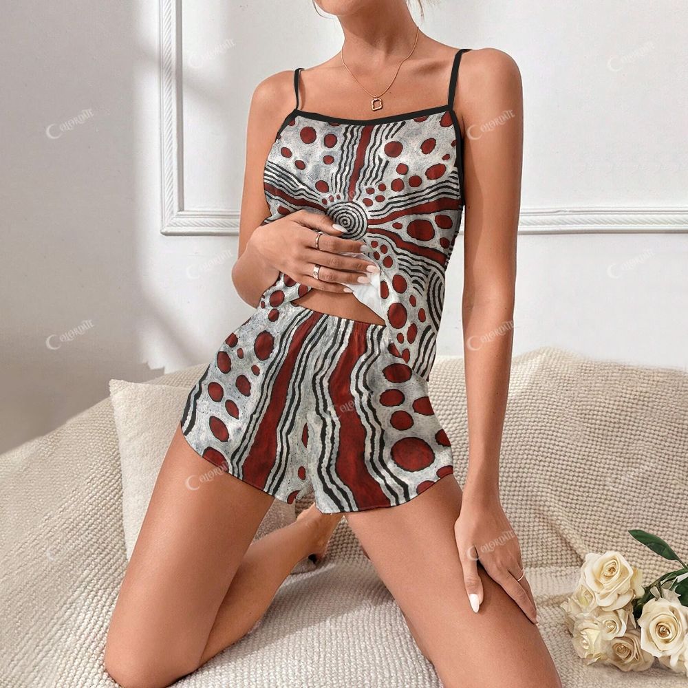 Abstract Circle Line Print Pajama Set