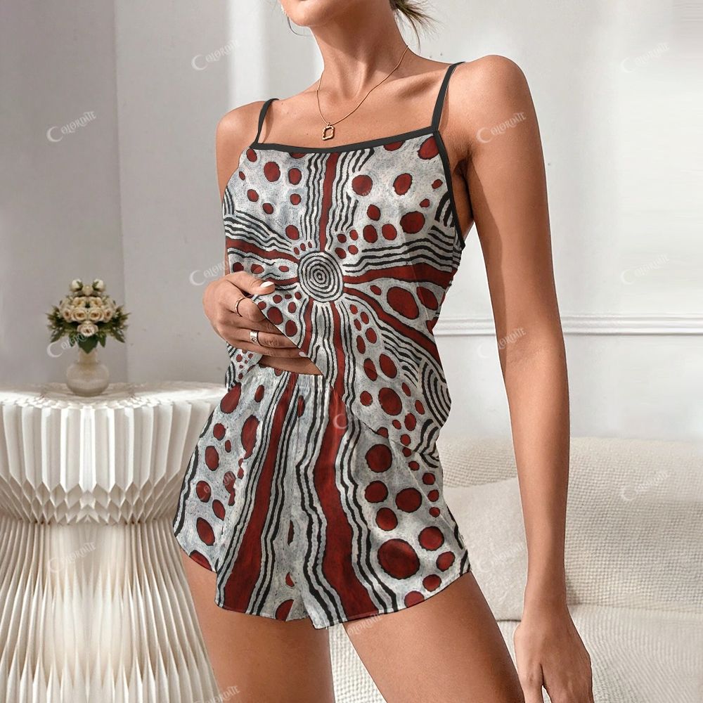 Abstract Circle Line Print Pajama Set