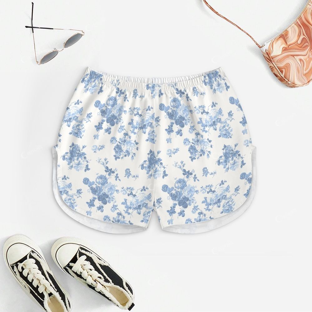 Blue Vintage Flower Print Pajama Set