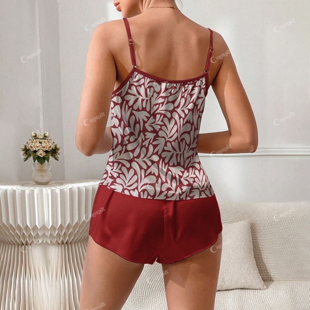 Retro Leaf Print Pajama Set