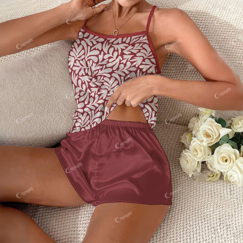 Retro Leaf Print Pajama Set