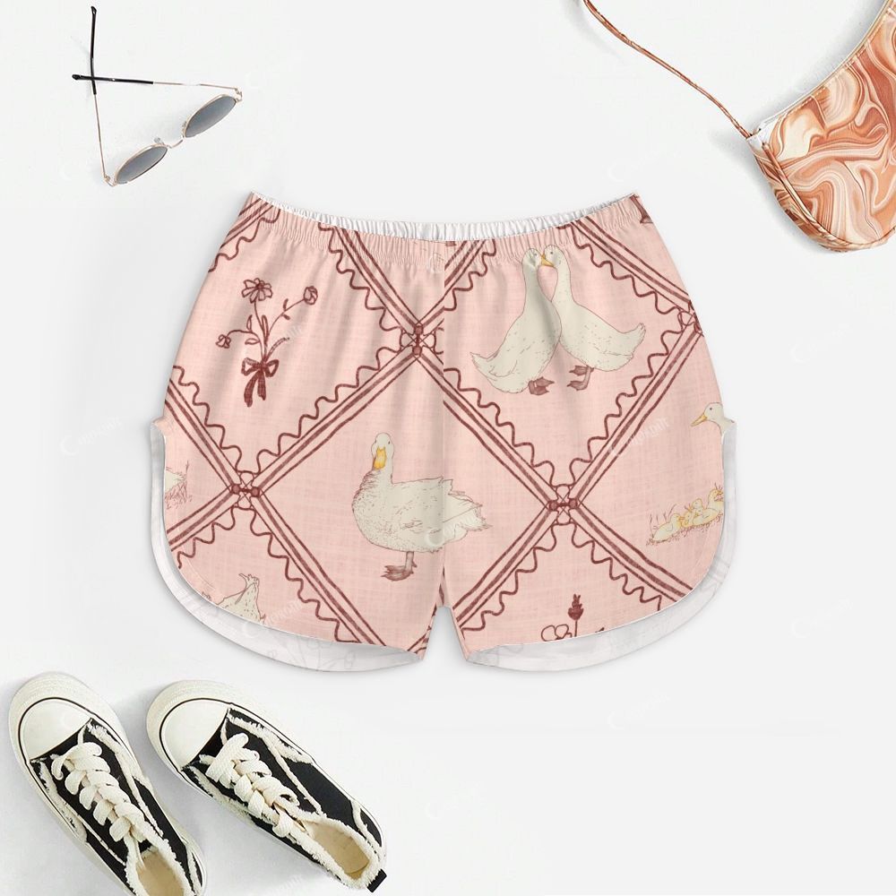 Plaid Geese And Flowers Print Pajama Set