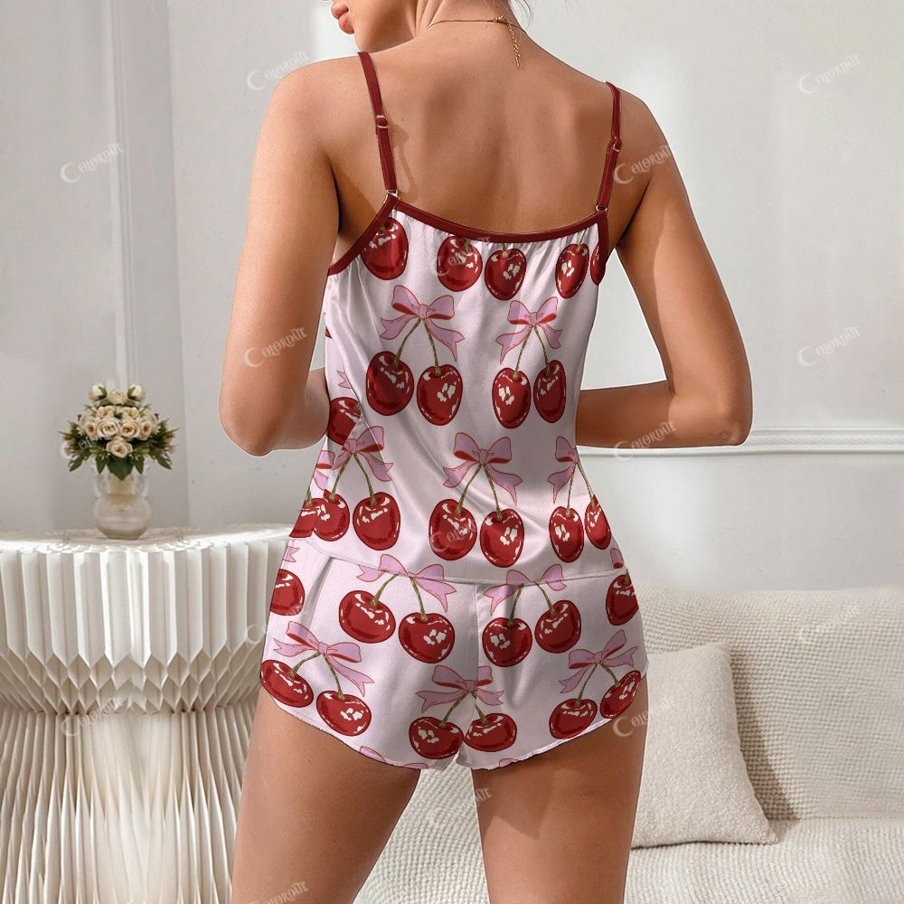 Cherry Bow Print Pajama Set