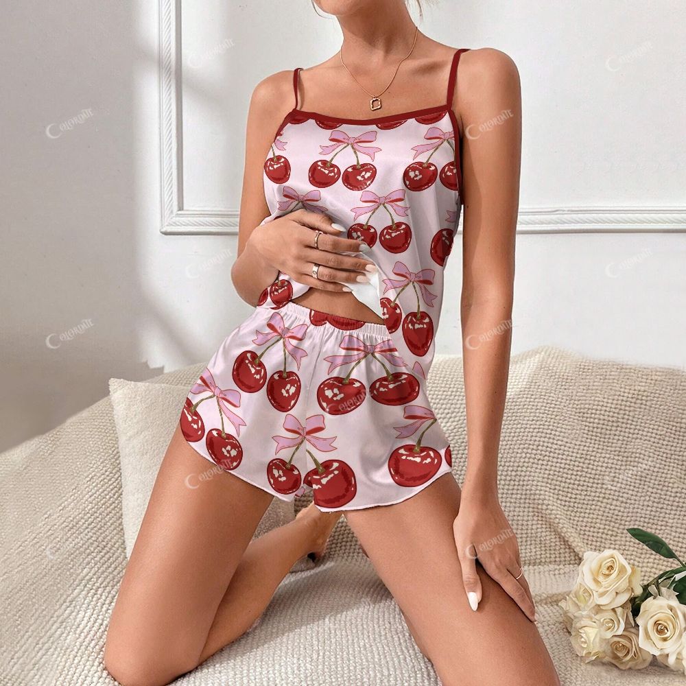 Cherry Bow Print Pajama Set