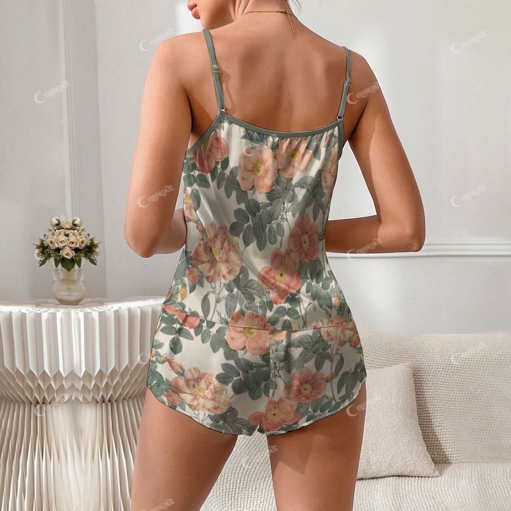 Vintage Peony Flower Print Pajama Set