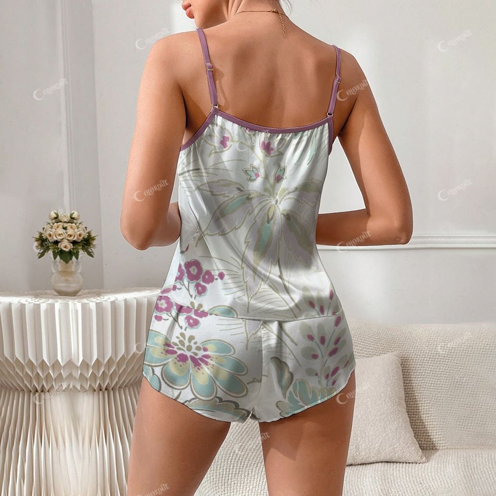 Summer Fresh Lotus Print Pajama Set