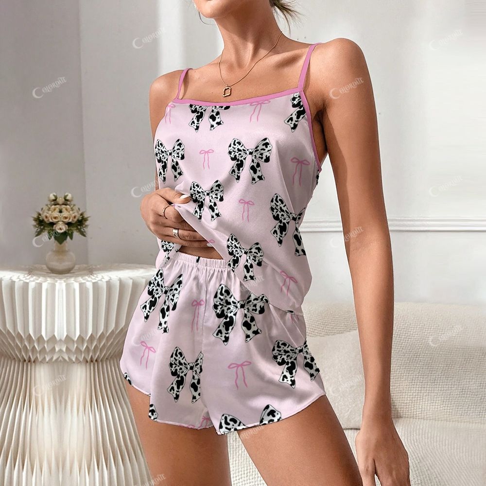 Leopard Print Bow Print Pajama Set