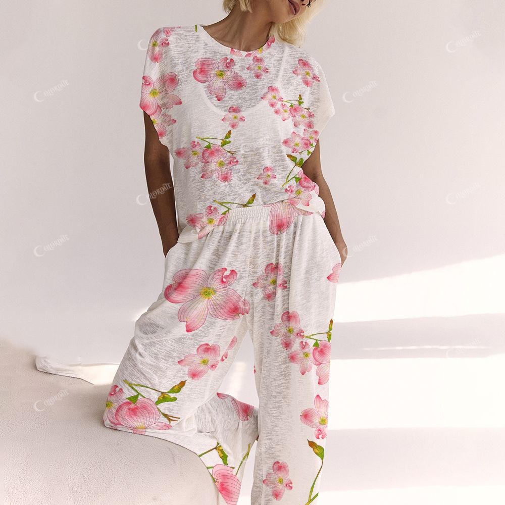Colordate Four-Photo Flower Print Ladies  Lounge Suit