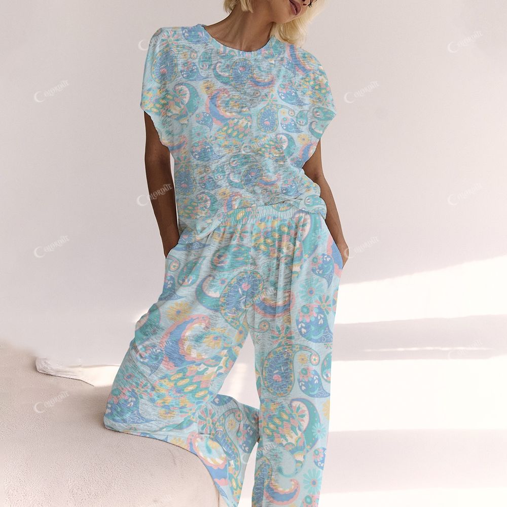 Colordate Blue Persley Print Ladies  Lounge Suit