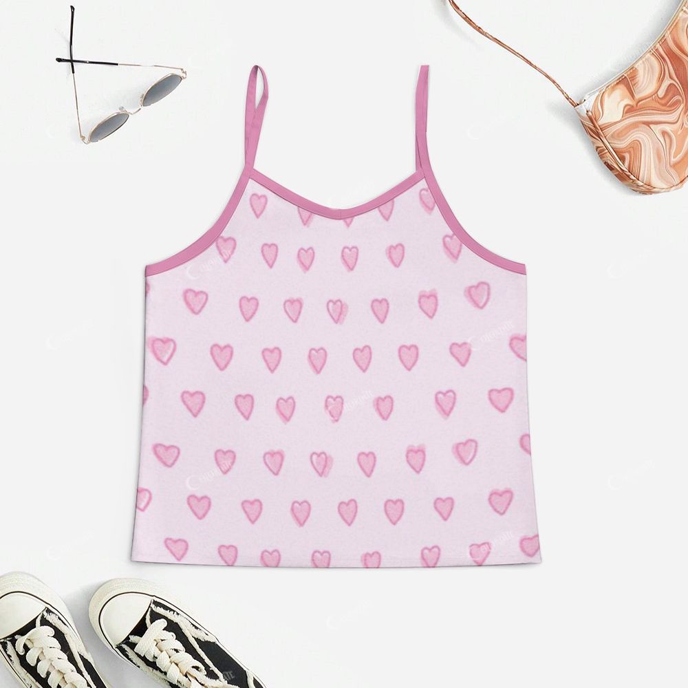 Pink Hearts Print Pajama Set