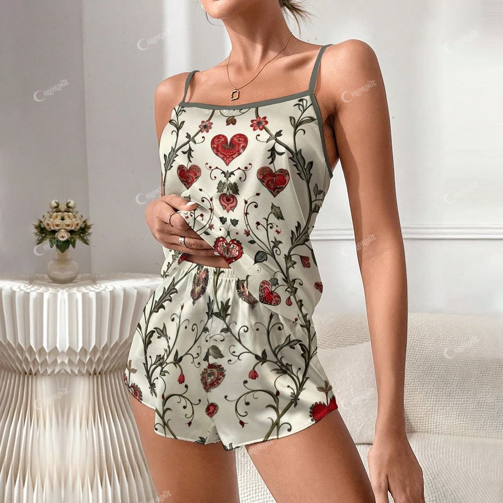 Heart Trees Print Pajama Set