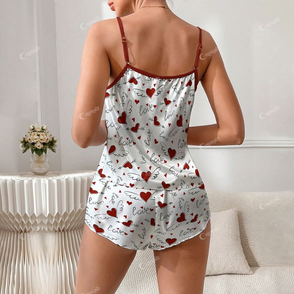 Love Wings Print Pajama Set