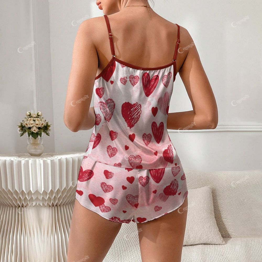 Gradient Love Print Pajama Set