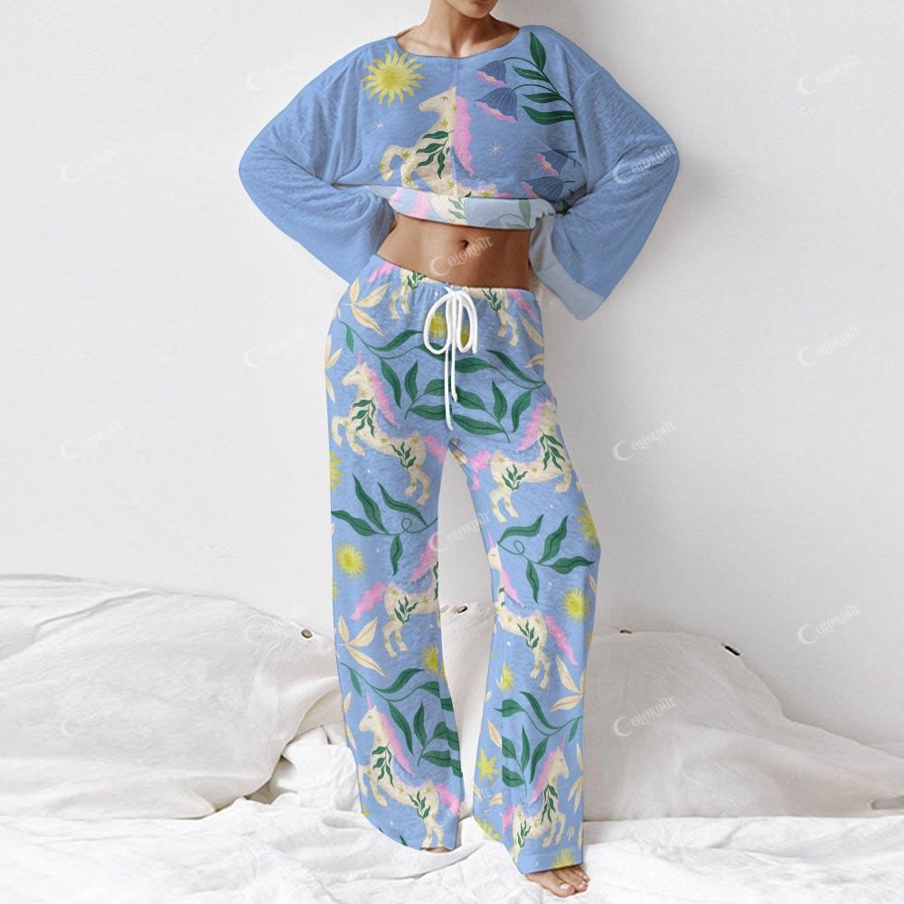 Women's House Flower Art Long Sleeve Cotton Homewear Set