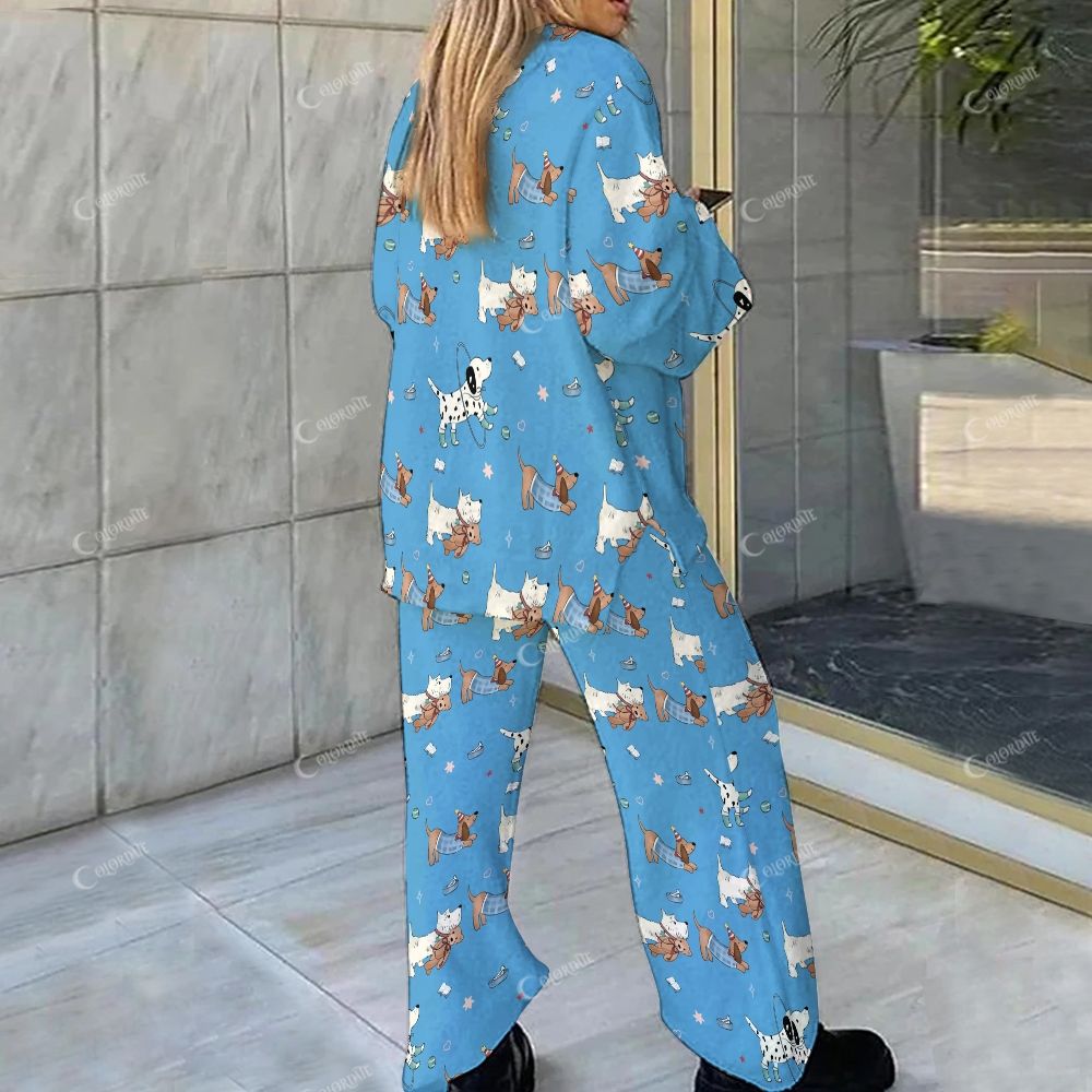 Colordate Dog Print Loungewear Set For Women