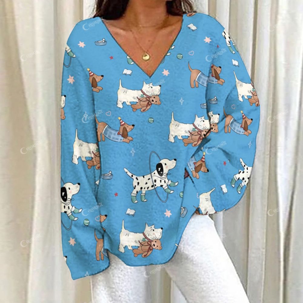 Colordate Dog Print Loungewear Set For Women