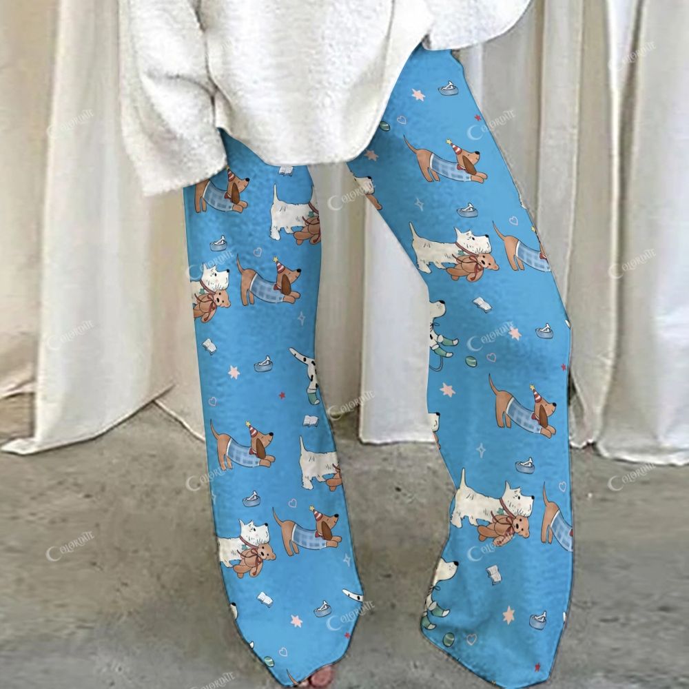 Colordate Dog Print Loungewear Set For Women