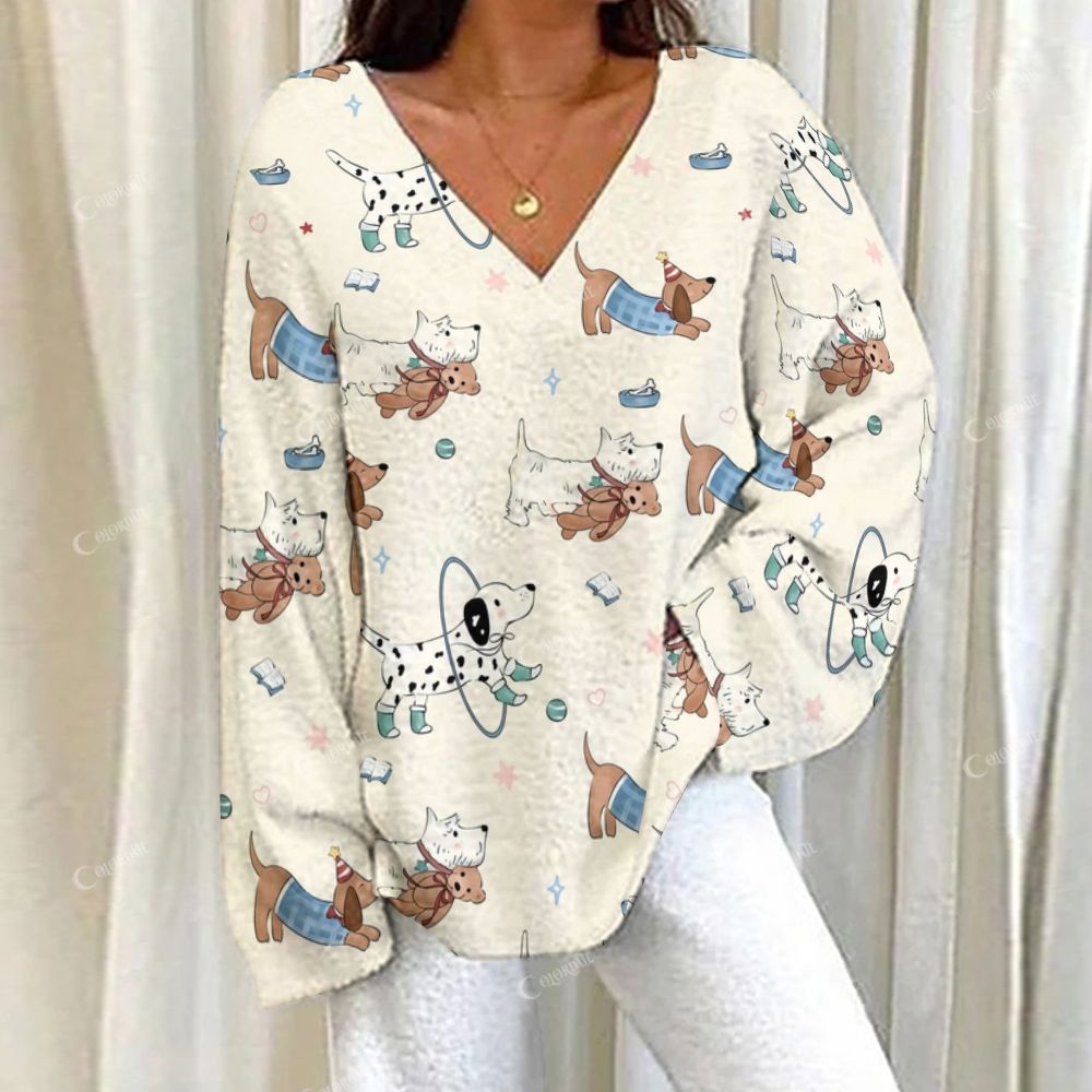 Colordate Dog Print Loungewear Set For Women