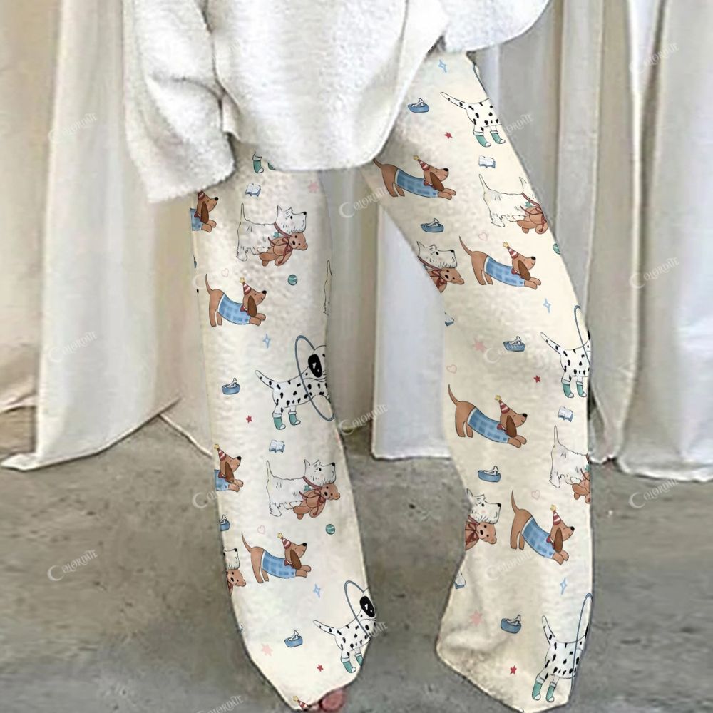 Colordate Dog Print Loungewear Set For Women