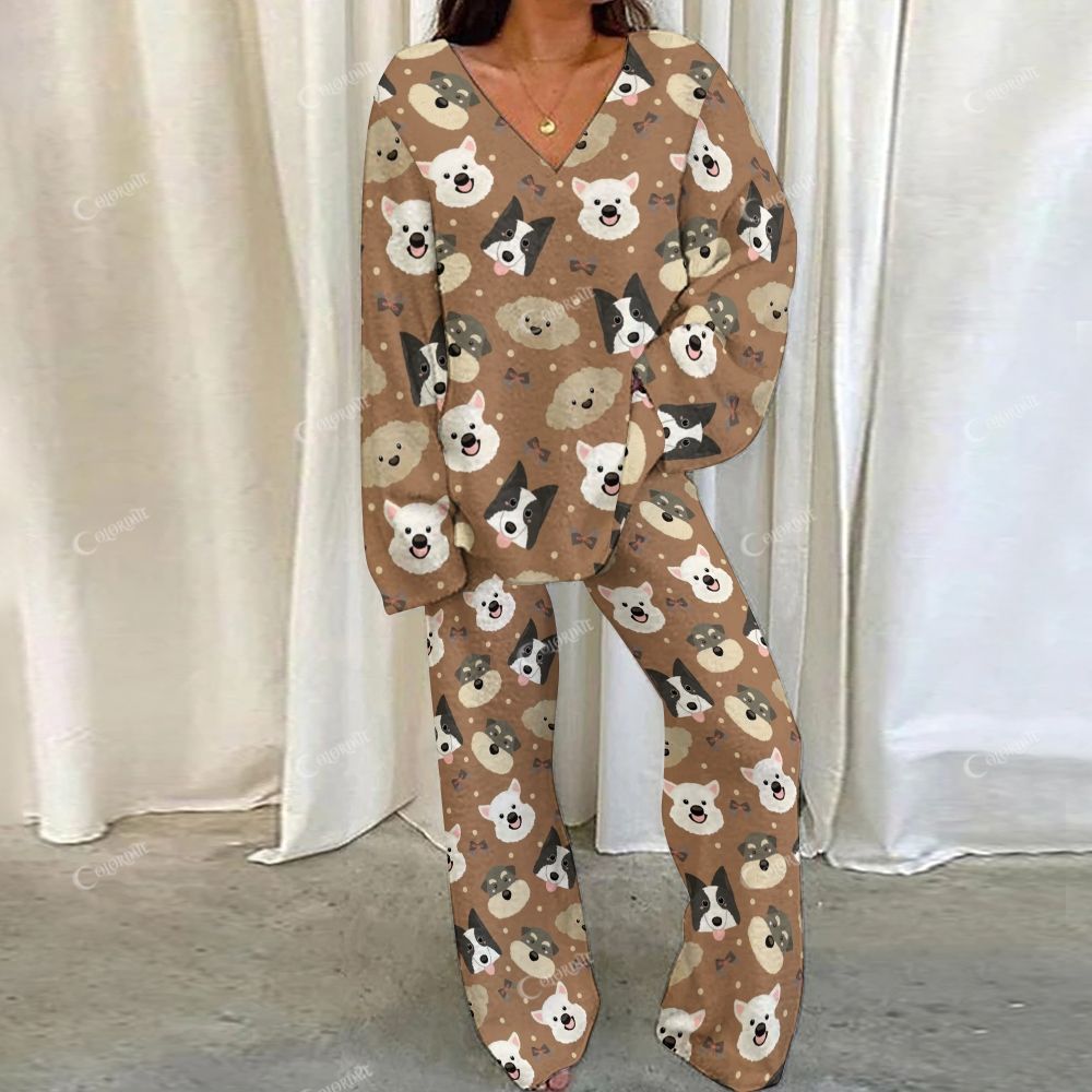 Colordate Dog Print Loungewear Set For Women