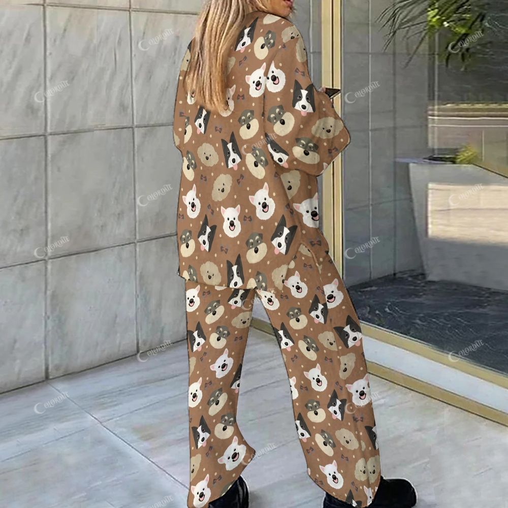 Colordate Dog Print Loungewear Set For Women
