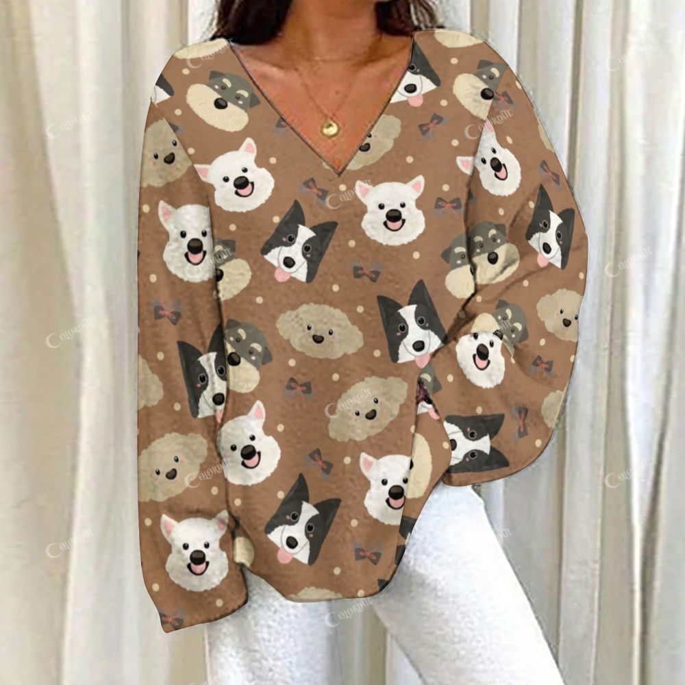 Colordate Dog Print Loungewear Set For Women