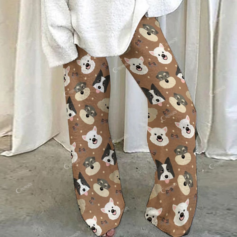 Colordate Dog Print Loungewear Set For Women