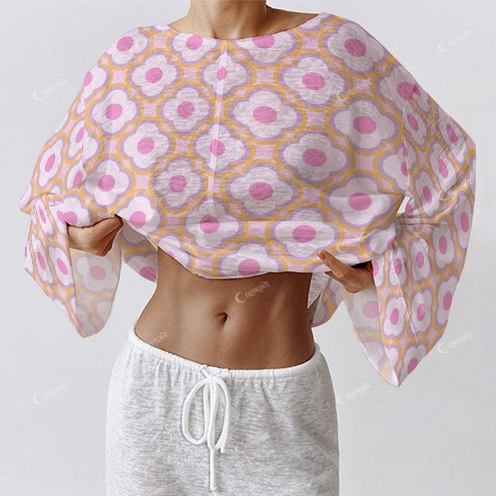 Colordate Women's Flower Print Long Sleeve Cotton Homewear Set