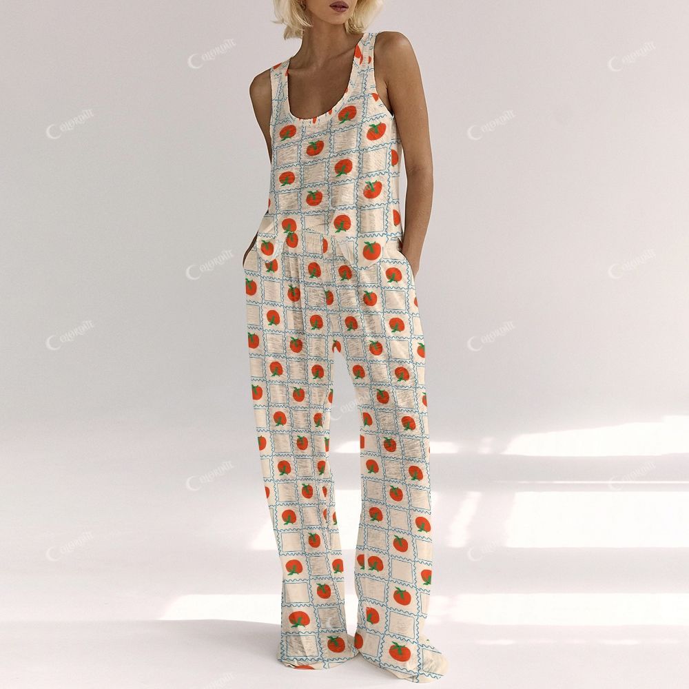 Colordate Women's Tomato Print Vest and Pants Set