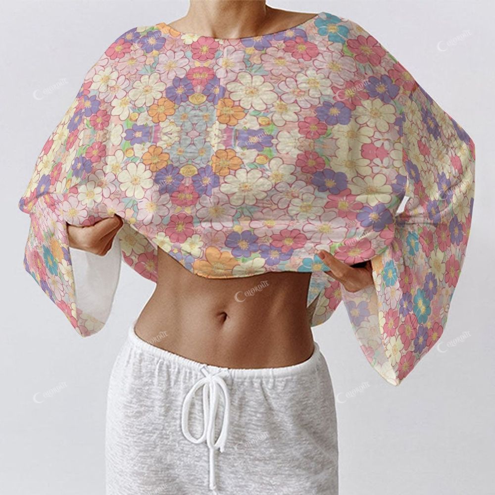 Women's Colorful Flower Long Sleeve Cotton Homewear Set