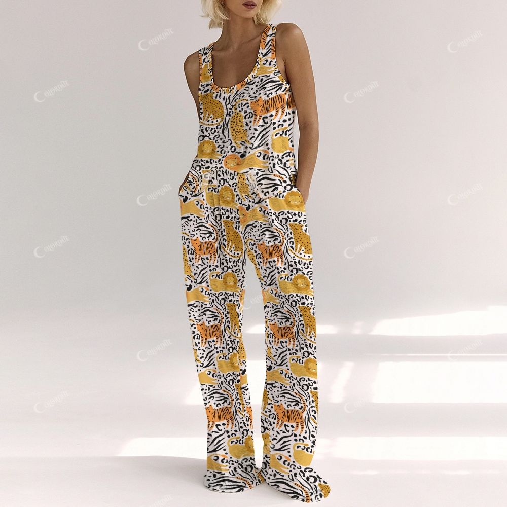 Colordate Women's Lion Print Vest and Pants Set