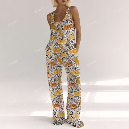 Colordate Women's Lion Print Vest and Pants Set