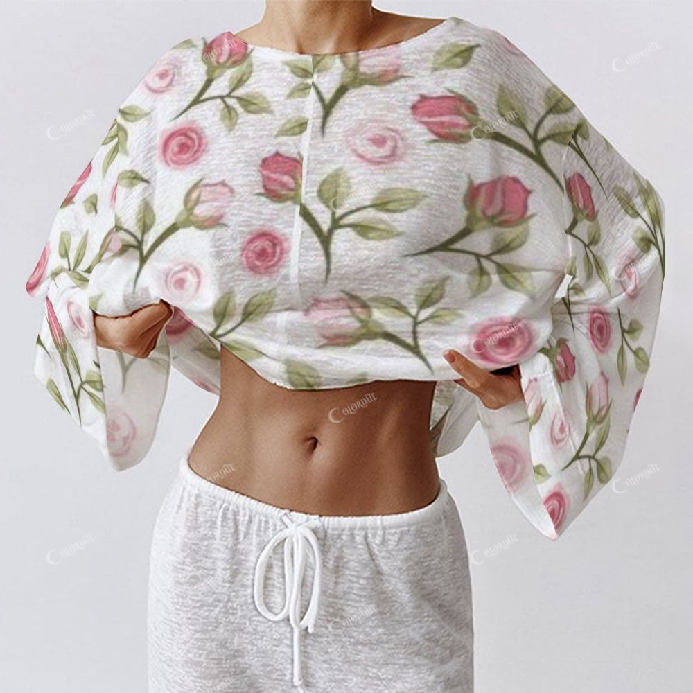 Women's FLower Art Long Sleeve Cotton Homewear Set