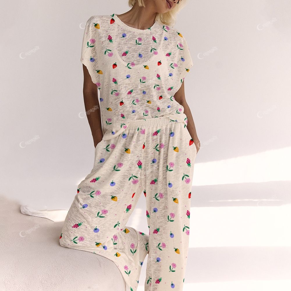 Colordate Peel & Petal Fruit Print Ladies  Lounge Suit