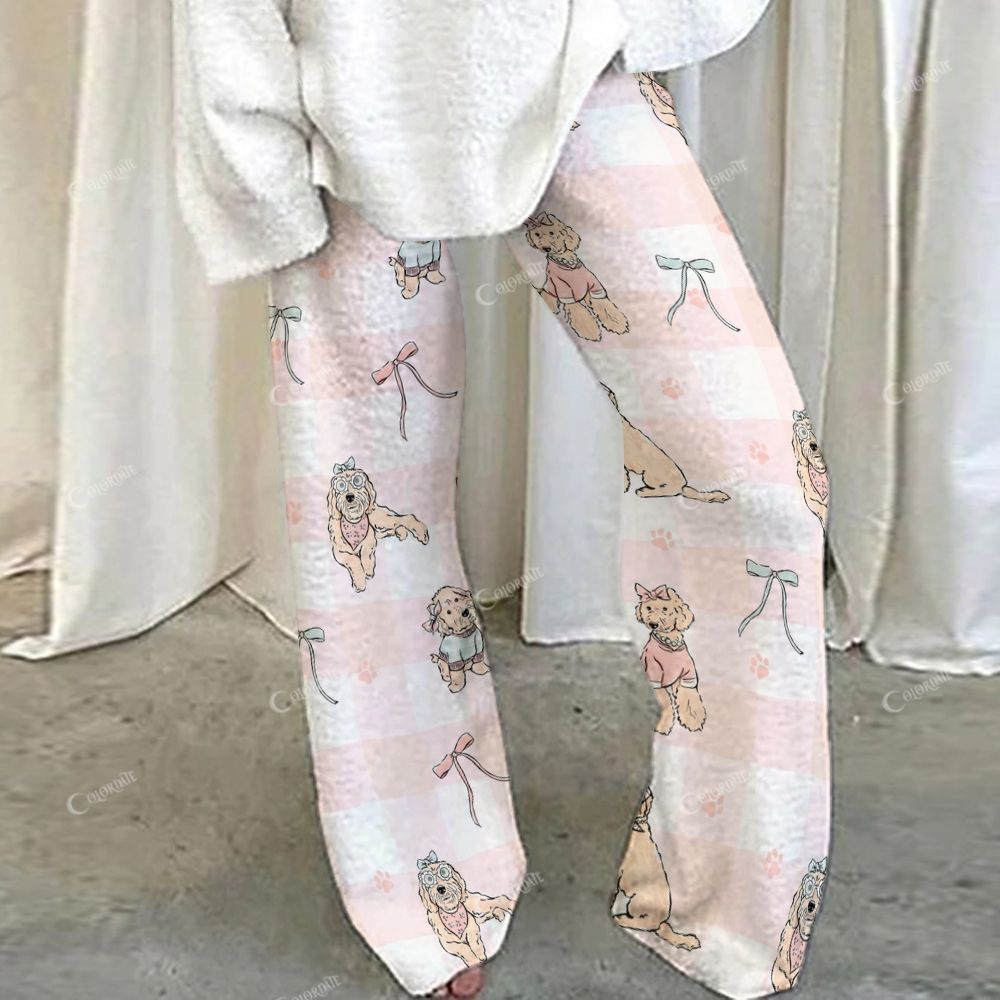 Colordate Puppy Print Loungewear Set For Women