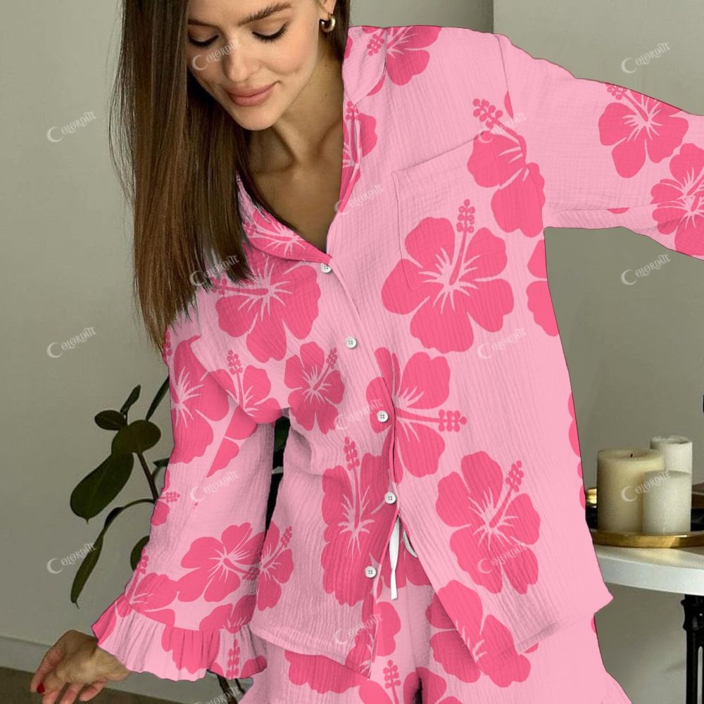Blossom Canvas Women's Fashionable Passionate Pink Vintage Printed Linen Cotton Suit