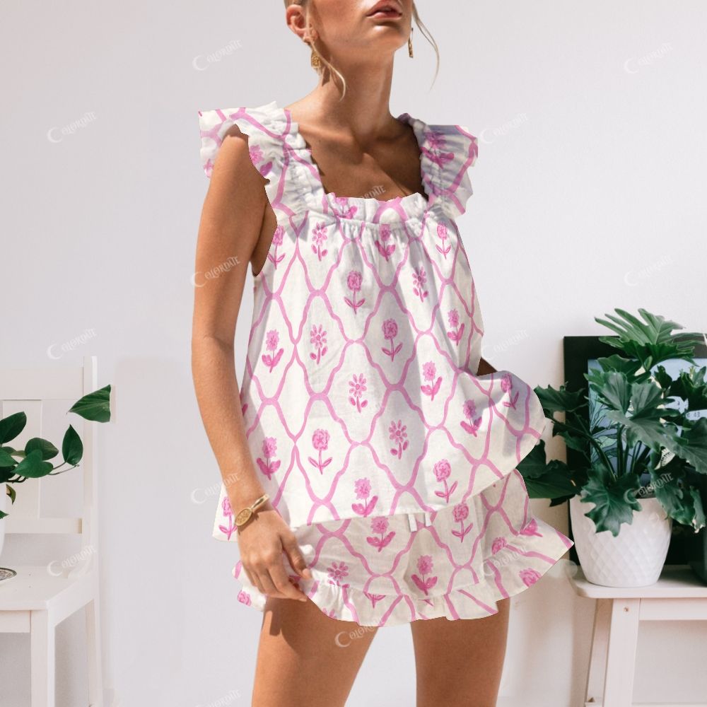 Enchanted Florals Short Tank Sweet Flowers Top Shorts Pajama Set