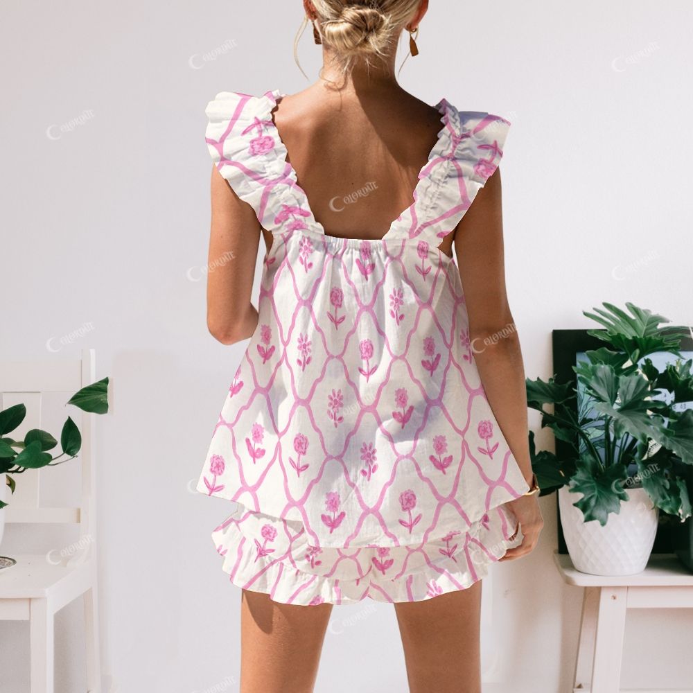 Enchanted Florals Short Tank Sweet Flowers Top Shorts Pajama Set