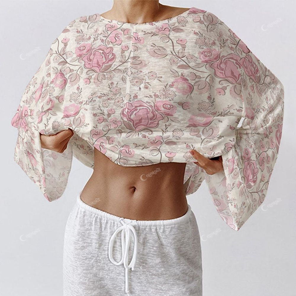 Colordate Women's Pink Flower Print Long Sleeve Cotton Homewear Set