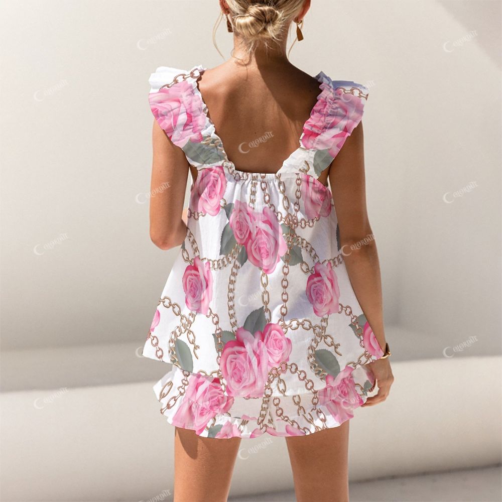 Iron Blush Short Rose Chain Tank Top Shorts Pajama Set