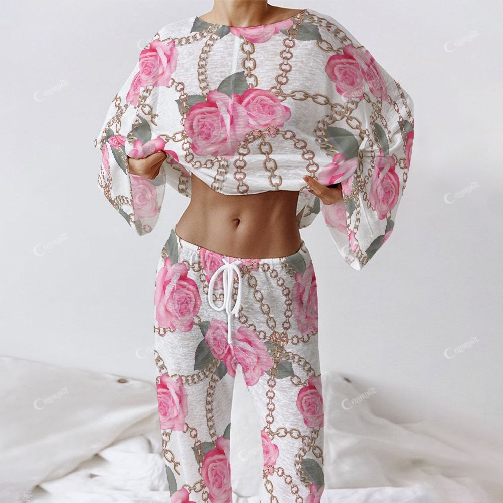 Iron Blush Women's Rose Gold Chain Long Sleeve Cotton Homewear Set