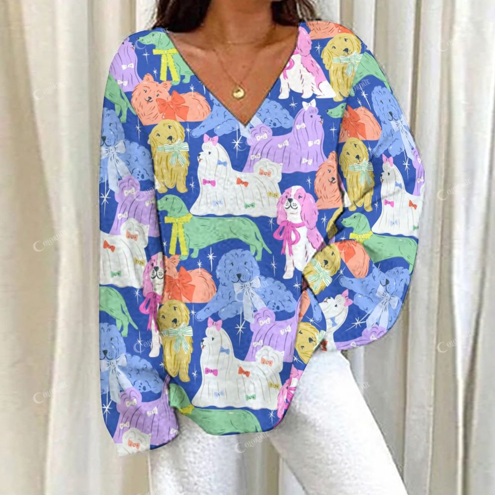 Colordate Dog Print Loungewear Set For Women