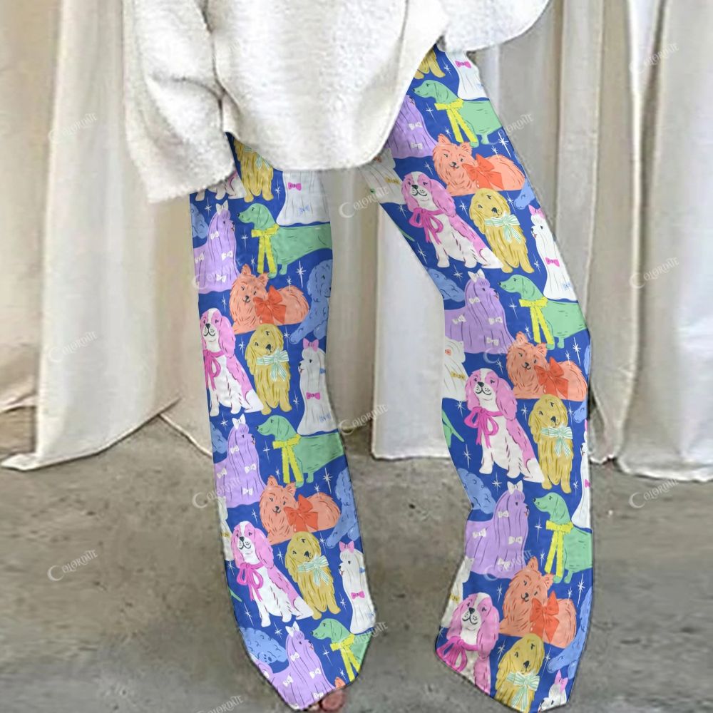 Colordate Dog Print Loungewear Set For Women