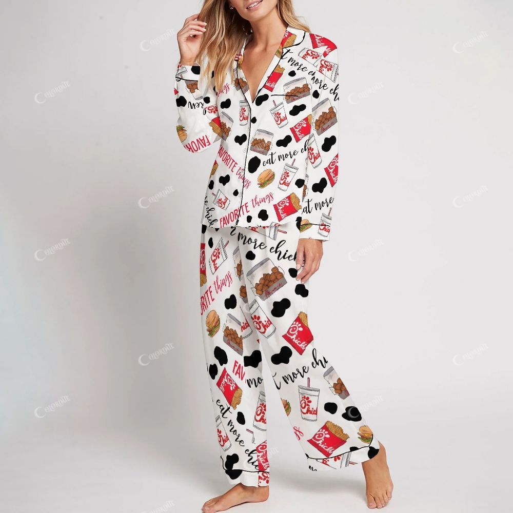 Colordate Women's Chicken Fast Food Print Home Long Sleeve Suit