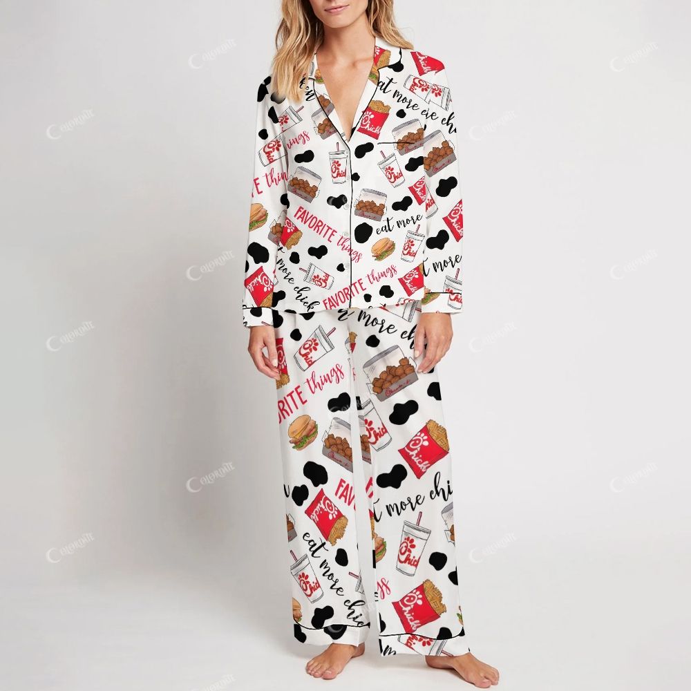 Colordate Women's Chicken Fast Food Print Home Long Sleeve Suit